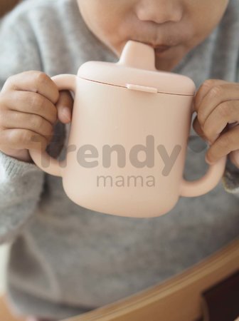 Hrnček pre bábätká Silicone Learning Cup Pink Beaba s vrchnákom na učenie sa piť od 8 mes ružový