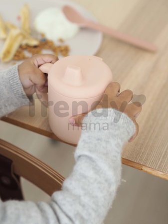 Hrnček pre bábätká Silicone Learning Cup Pink Beaba s vrchnákom na učenie sa piť od 8 mes ružový