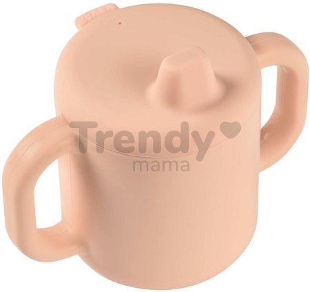 Hrnček pre bábätká Silicone Learning Cup Pink Beaba s vrchnákom na učenie sa piť od 8 mes ružový