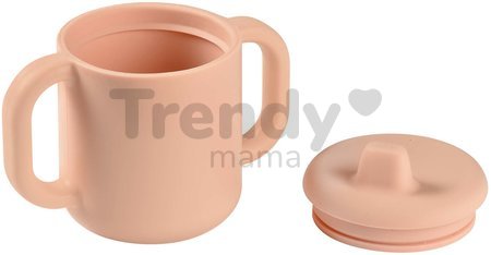 Hrnček pre bábätká Silicone Learning Cup Pink Beaba s vrchnákom na učenie sa piť od 8 mes ružový