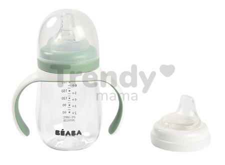 Fľaša Bidon na učenie pitia 2in1 Training Bottle Beaba Sage Green 210 ml zelená od 4 mes