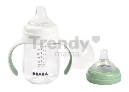 Fľaša Bidon na učenie pitia 2in1 Training Bottle Beaba Sage Green 210 ml zelená od 4 mes