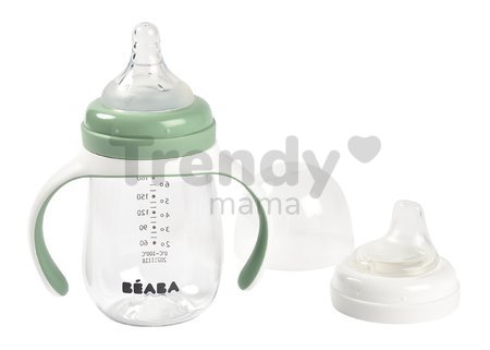 Fľaša Bidon na učenie pitia 2in1 Training Bottle Beaba Sage Green 210 ml zelená od 4 mes