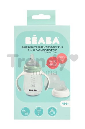 Fľaša Bidon na učenie pitia 2in1 Training Bottle Beaba Sage Green 210 ml zelená od 4 mes