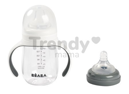 Fľaša Bidon na učenie pitia 2in1 Training Bottle Beaba Mineral Grey 210 ml sivá od 4 mes