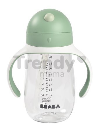 Fľaša Bidon na učenie pitia Straw Cup Beaba Sage Green 300 ml so slamkou zelená od 8 mes