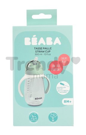 Fľaša Bidon na učenie pitia Straw Cup Beaba Sage Green 300 ml so slamkou zelená od 8 mes