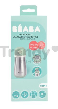 Fľaša Bidon s dvojitými stenami Stainless Steel Bottle Beaba Sage Green 350 ml z nehrdzavejúcej ocele zelená od 18 mes