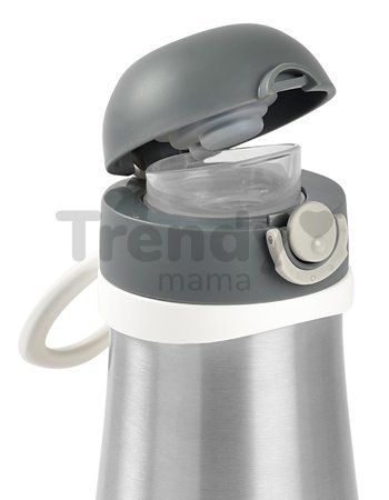 Fľaša Bidon s dvojitými stenami Stainless Steel Bottle Beaba Mineral Grey 350 ml z nehrdzavejúcej ocele sivá od 18 mes