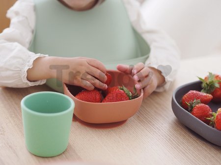 Podbradník pre deti Silicone Bib Beaba Sage Green z mäkkého silikónu a gombíkmi zelený od 4 mes