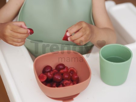 Jedálenská súprava Silicone Meal Set Beaba Mineral zo silikónu 4 dielna sivo-oranžovo-zelená od 4 mes