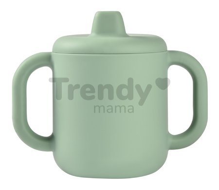 Hrnček pre bábätká Silicone Learning Cup Beaba Sage Green s vrchnákom na učenie sa piť zelený od 8 mes