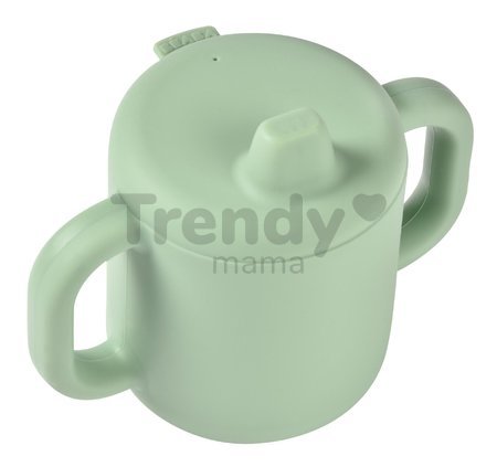 Hrnček pre bábätká Silicone Learning Cup Beaba Sage Green s vrchnákom na učenie sa piť zelený od 8 mes