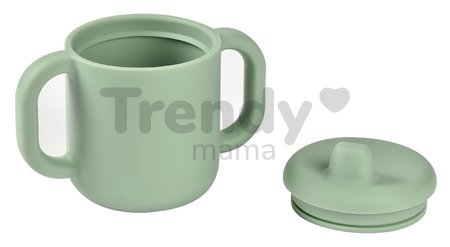 Hrnček pre bábätká Silicone Learning Cup Beaba Sage Green s vrchnákom na učenie sa piť zelený od 8 mes