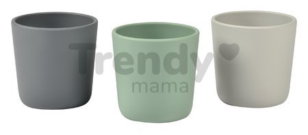 Poháre pre bábätká Silicone Glass Set Beaba Grey Sage & Mineral zo silikónu 3 kusy od 4 mes