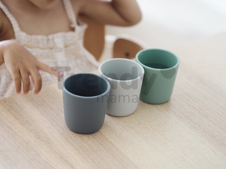 Poháre pre bábätká Silicone Glass Set Beaba Grey Sage & Mineral zo silikónu 3 kusy od 4 mes