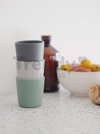 Poháre pre bábätká Silicone Glass Set Beaba Grey Sage & Mineral zo silikónu 3 kusy od 4 mes