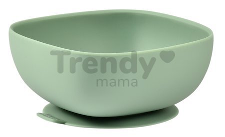 Miska pre bábätká Silicone Suction Bowl Beaba Sage Green zo silikónu zelená od 4 mes