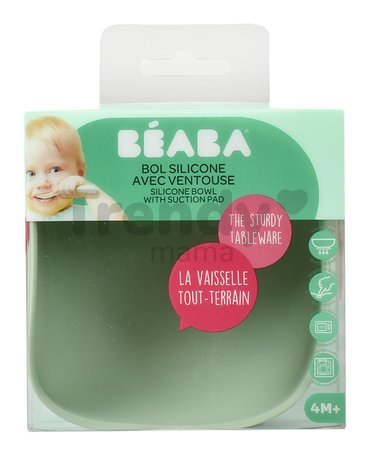 Miska pre bábätká Silicone Suction Bowl Beaba Sage Green zo silikónu zelená od 4 mes