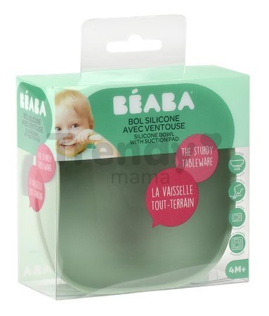 Miska pre bábätká Silicone Suction Bowl Beaba Sage Green zo silikónu zelená od 4 mes