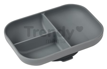 Tanier pre bábätká Silicone Suction Plate Beaba Mineral Grey zo silikónu rozdelený sivý od 4 mes