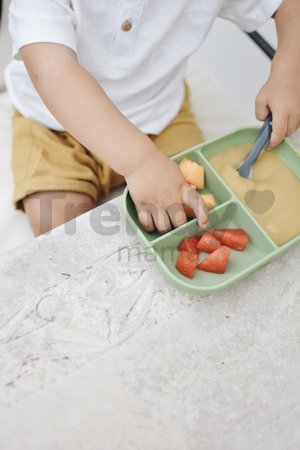 Tanier pre bábätká Silicone Suction Plate Beaba Sage Green zo silikónu rozdelený zelený od 4 mes