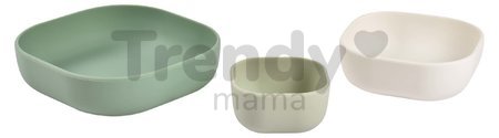 Jedálenská súprava Silicone Nesting Bowl Set Beaba Sage Green Cotton Misty Green zo silikónu 3-dielna zeleno-sivo-biela od 4 mes