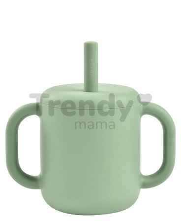 Hrnček pre bábätká Silicone Straw Cup Beaba Sage Green so slamkou na učenie sa piť zelený od 8 mes