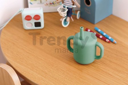 Hrnček pre bábätká Silicone Straw Cup Beaba Sage Green so slamkou na učenie sa piť zelený od 8 mes