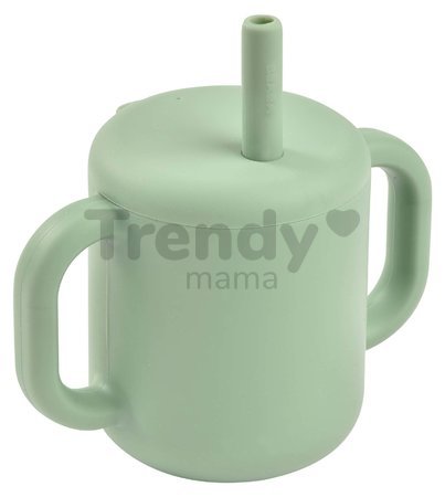 Hrnček pre bábätká Silicone Straw Cup Beaba Sage Green so slamkou na učenie sa piť zelený od 8 mes