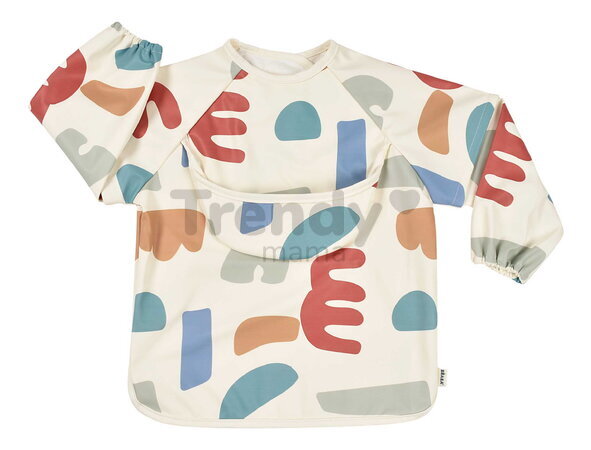 Podbradník 2v1 Bib with Removable Sleeves Playful Beaba s odnímateľnými rukávmi vodeodolný so vzorom od 4 mes BE913576