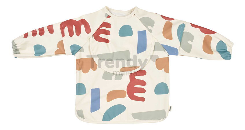 Podbradník 2v1 Bib with Removable Sleeves Playful Beaba s odnímateľnými rukávmi vodeodolný so vzorom od 4 mes BE913576