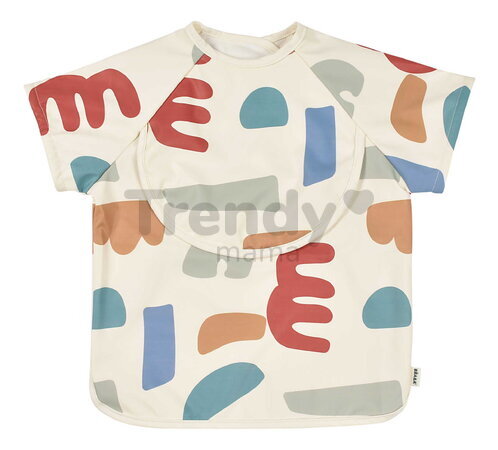 Podbradník 2v1 Bib with Removable Sleeves Playful Beaba s odnímateľnými rukávmi vodeodolný so vzorom od 4 mes BE913576