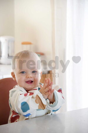 Podbradník 2v1 Bib with Removable Sleeves Playful Beaba s odnímateľnými rukávmi vodeodolný so vzorom od 4 mes BE913576