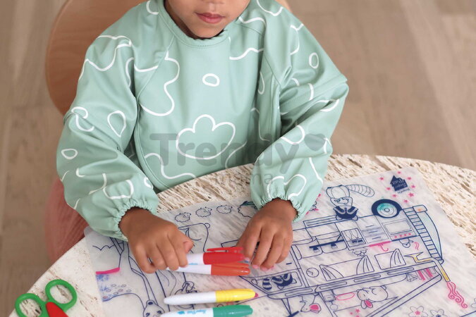 Podbradník 2v1 Bib with Removable Sleeves Sage Green Beaba s odnímateľnými rukávmi vodeodolný zelený od 4 mes BE913577