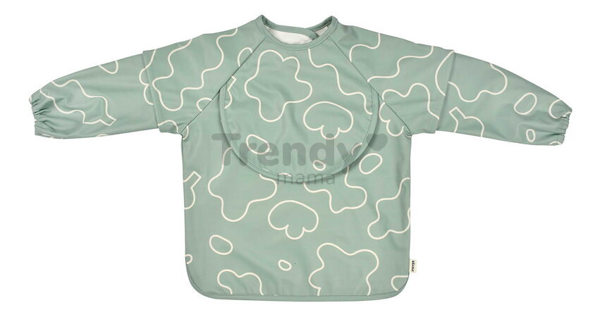 Podbradník 2v1 Bib with Removable Sleeves Sage Green Beaba s odnímateľnými rukávmi vodeodolný zelený od 4 mes BE913577