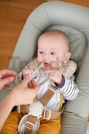 Ergonomické tréningové lyžičky Silicone Pre-Spoons Sage Green Velvet Grey Beaba zo silikónu na samostatné jedenie 2 kusy od 4 mes BE913578