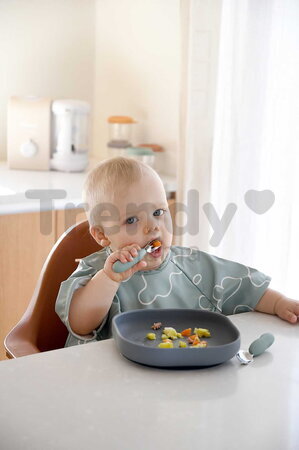 Prvý detský príbor Stainless Steel Pre-Cutlery Sage Green Beaba vidlička a lyžička zelený od 10 mes BE913580