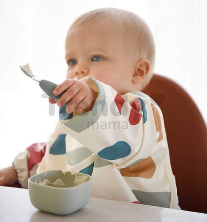 Prvý detský príbor Stainless Steel Pre-Cutlery Sage Green Beaba vidlička a lyžička zelený od 10 mes BE913580