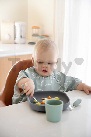 Prvý detský príbor Stainless Steel Pre-Cutlery Sage Green Beaba vidlička a lyžička zelený od 10 mes BE913580