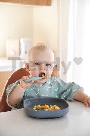 Prvý detský príbor Stainless Steel Pre-Cutlery Sage Green Beaba vidlička a lyžička zelený od 10 mes BE913580