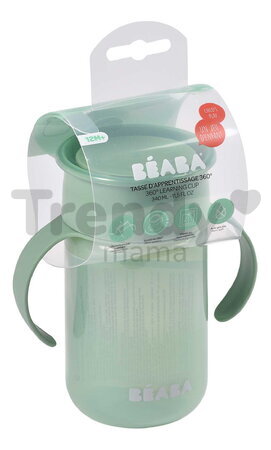 Hrnček pre bábätká 360° Learning Cup Sage Green Beaba na samostatné pitie 340 ml zelený od 12 mes BE913582