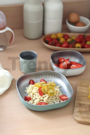 Jedálenská súprava Stainless Steel Meal Set Sage Green Beaba z nehrdzavejúcej ocele 3 dielna zelená od 4 mes