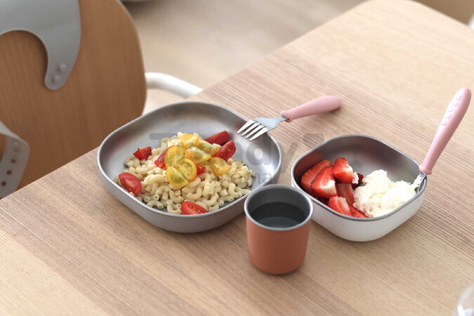 Jedálenská súprava Stainless Steel Meal Set Terracotta Beaba z nehrdzavejúcej ocele 3 dielna oranžová od 4 mes