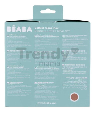 Jedálenská súprava Stainless Steel Meal Set Terracotta Beaba z nehrdzavejúcej ocele 3 dielna oranžová od 4 mes