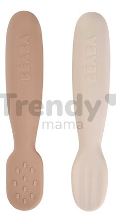 Ergonomické tréningové lyžičky Silicone Pre-Spoons Praline Clay Beaba zo silikónu na samostatné jedenie 2 kusy od 4 mes BE913593
