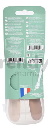 Prvé tréningové lyžičky First Age Silicone Spoons Clay Duo Beaba zo silikónu na samostatné jedenie v praktickom obale 2 kusy hnedé od 4 mes BE913599