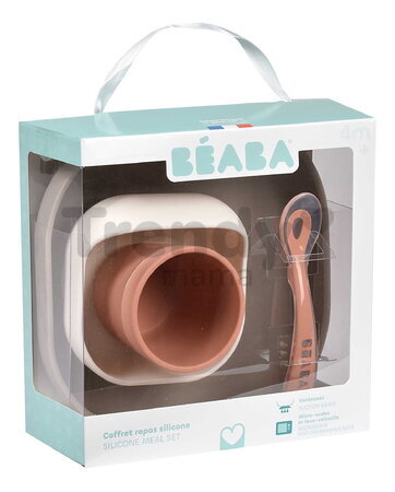 Jedálenská súprava Silicone Meal Set Terracotta Gazelle Beaba zo silikónu 4 dielna hnedo-oranžová od 4 mes