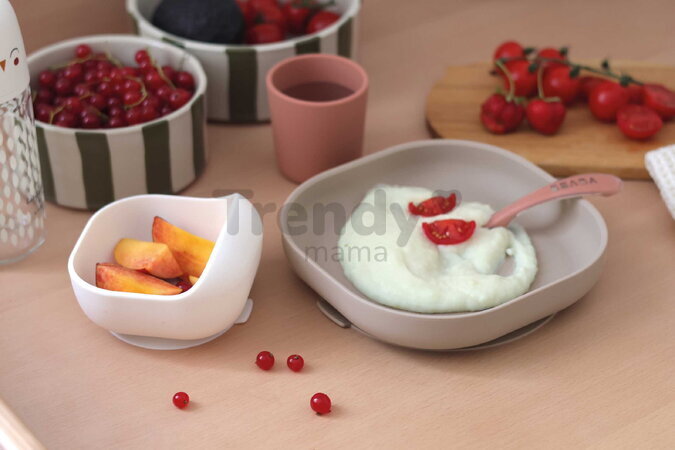 Jedálenská súprava Silicone Meal Set Terracotta Gazelle Beaba zo silikónu 4 dielna hnedo-oranžová od 4 mes