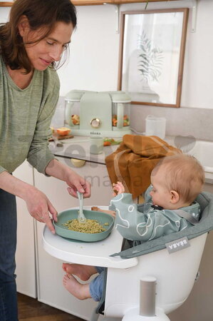 Jedálenská súprava Silicone Meal Set Sage Green Misty Green Beaba zo silikónu 4 dielna zeleno-béžová od 4 mes